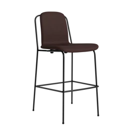 Studio barstol m. høj ryg, 65 cm polster stål